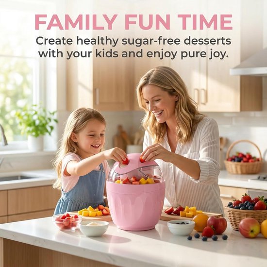 Ijsmachine zelf vriezend-softijs machine voor thuis - Maak snel zelfgemaakte bevroren yoghurt en desserts in 15 minuten - Compact ontwerp voor één portie, ideaal voor kinderkamers en keukens - Roze - 14x14x16 cm — afbeelding 5