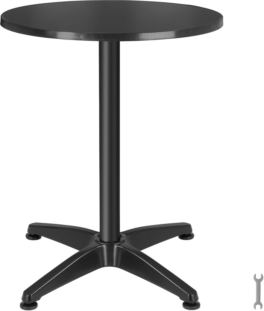 tectake® 2-in-1 Statafel en Eettafel - Ø 60 cm - Ronde Bistrotafel - Bartafel van Aluminiu