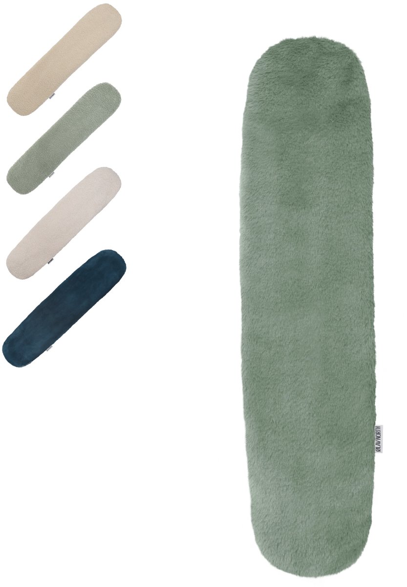 Ølav North – Warmtekussen met Nordic Fur hoes - Incl. Geschenkverpakking - OEKO-TEX® - Pittenzak magnetron & vriezer - Lang Pittenkussen 65 x 15 cm - Sage Green - Cadeau voor haar, vrouw, vriendin