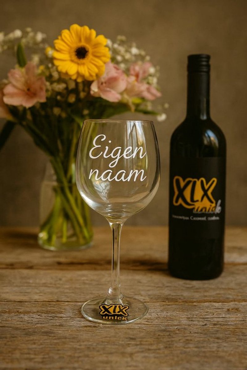 Wijnglas met eigen naam, Bedrukt wijnglas, Wijnglas met tekst, Rode wijn glas, Cadeau, XLX®