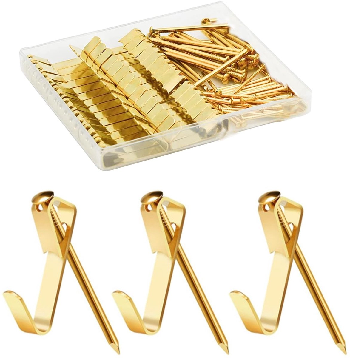 Dailygoods- Foto Haken Heavy Duty - Opknoping Haken - Haken Kit - Zware Hanger - 80 Stuks - Inclusief Nagels - Wandhaak