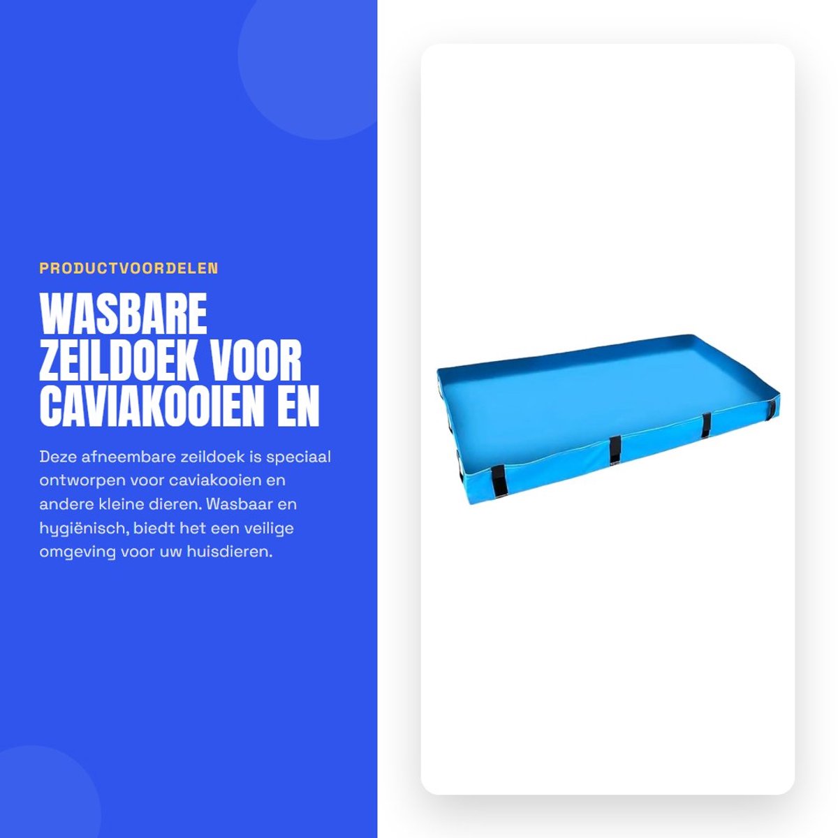 Dailygoods- Zeildoek Afneembaar - Onderlegger voor Caviakooi - Wasbaar en Duurzaam - Bodembedekking voor Kleine Dieren - Hygiënisch en Eenvoudig Schoon te Maken - Afmetingen 119x61x9,5 cm