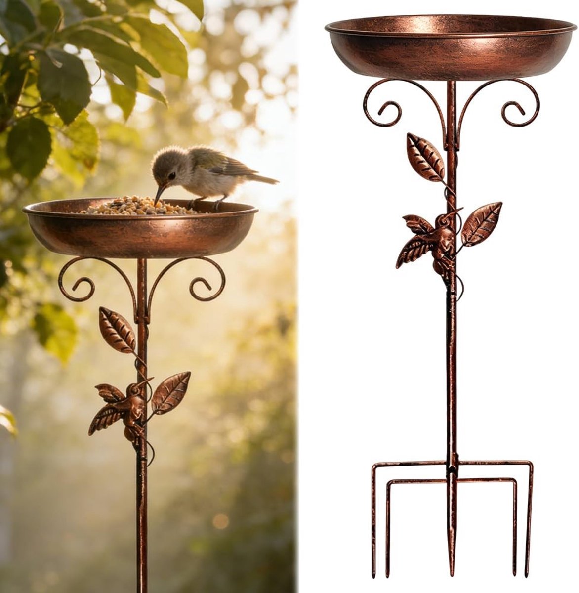 Dailygoods- Vogelbad Winterbestendig - Staand Vogelbad - Vogelvoederstation - Vogelbad voor Tuin/Balkon - Elegant Design - Gemakkelijk te Reinigen