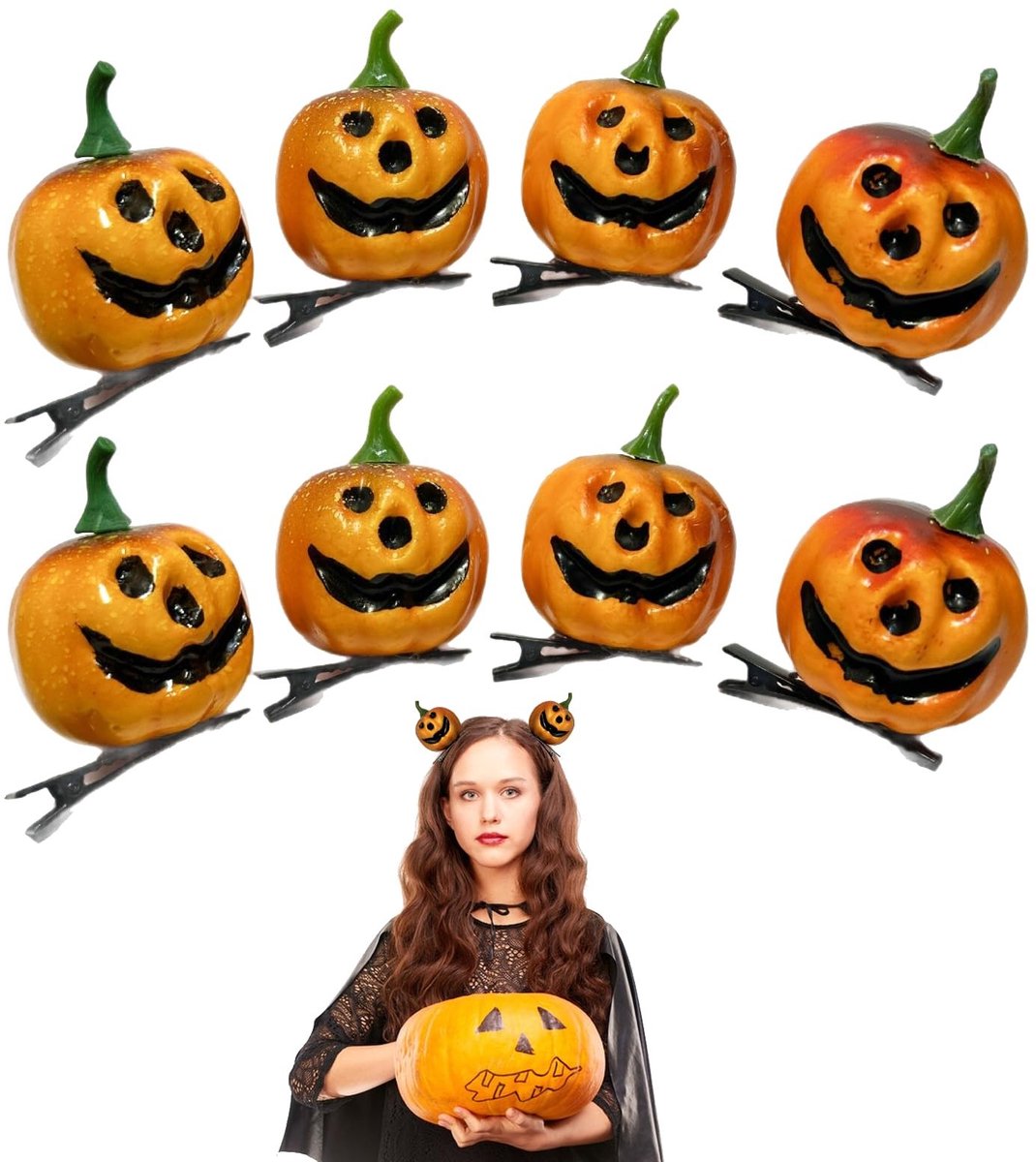 Haarspeldjes 8 Stuks - Pompoen Haarspeldjes - Halloween Haaraccessoires - Feestelijke Kapsels - Stevige Grip - Creatief Ontwerp