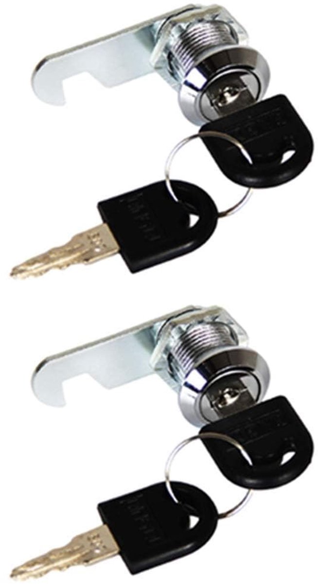 Dailygoods - TOP-VIGOR 2 stuks 25 mm veiligheidsslot, kastlade beveiliging brievenbussloten met 4 sleutels voor kast, lade, kledingkast, brievenbus en gereedschapskist, gelijk met sleutel