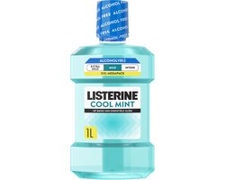 Listerine Cool Mint Mild Mondspoeling, Met Essentiële Oliën, Tegen Slechte Adem en Tandplak, Mild Muntsmaak, 1 L