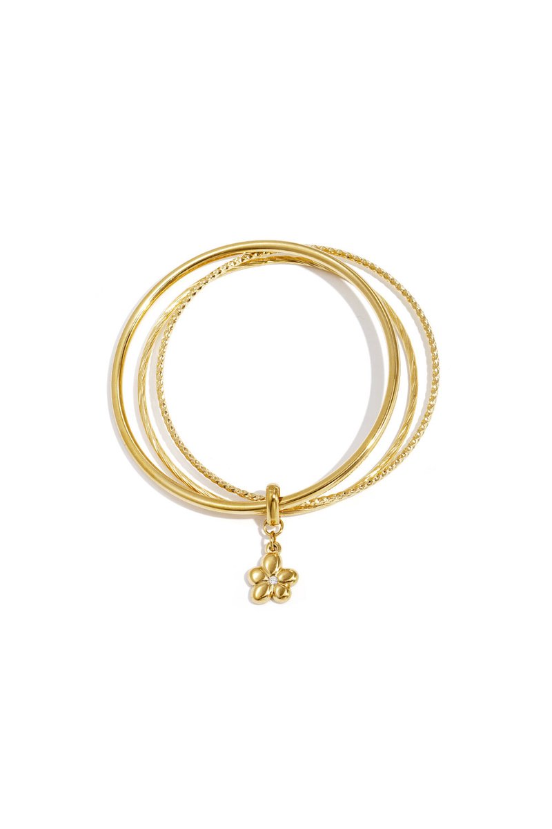 Bijoutheek Armband (Sieraad) Bangle Set Bloem Bedel Goudkleurig