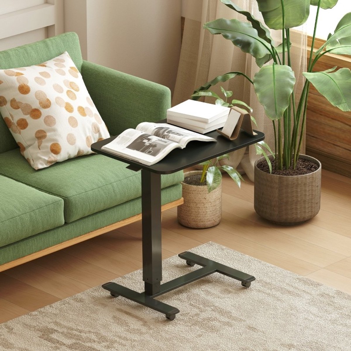 YYchan zit-sta bureau - zwart - 65 x 48 x 110 cm - met opbergruimte - met wielen