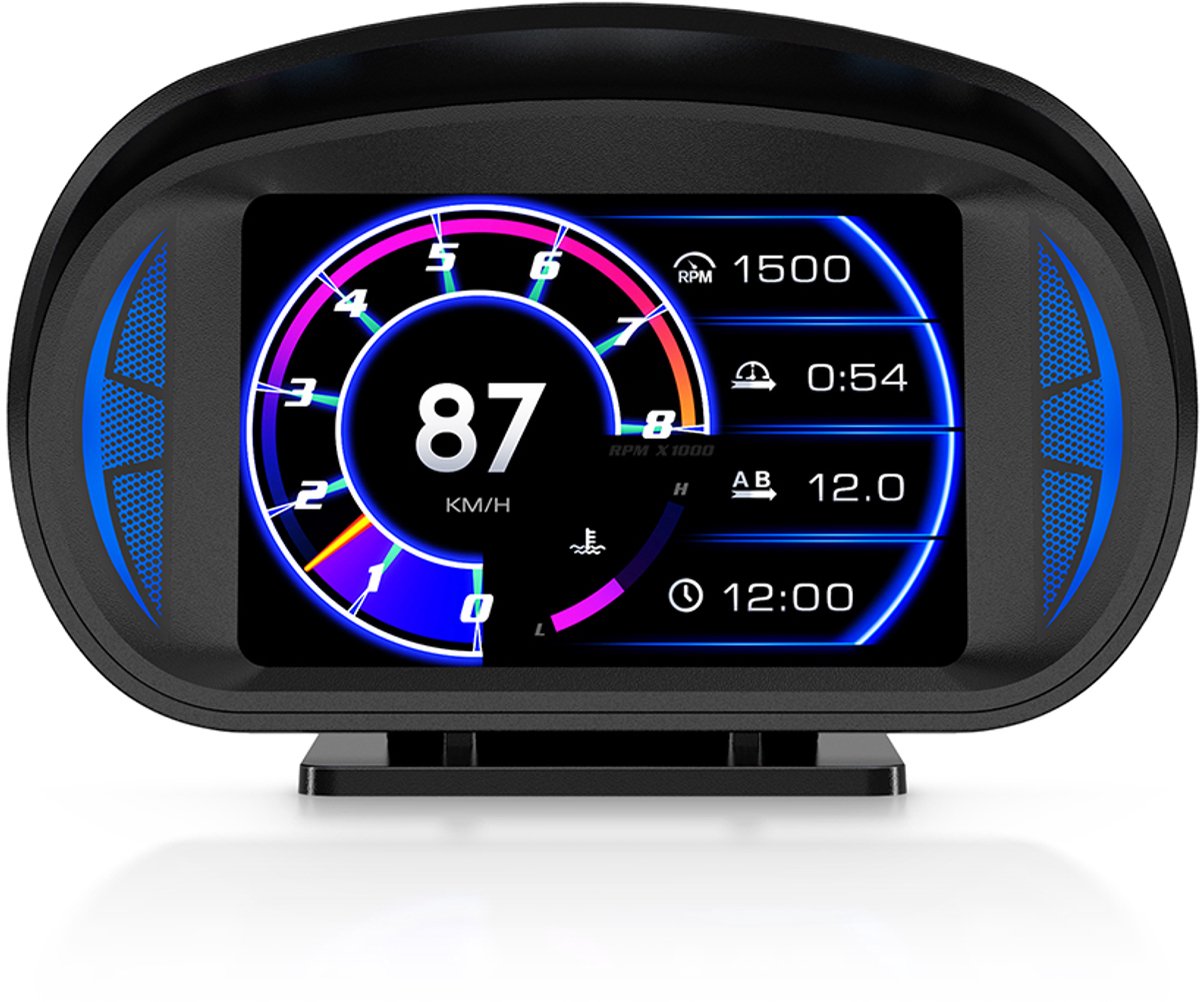 Head-up display (HUD) - met OBD/GPS-snelheidsmeter, alarm en sfeerverlichting - LCD-scanner voor in de auto
