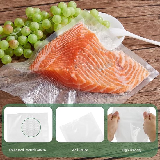 vacuümzakken, voor levensmiddelen, 20 x 30 cm, 50 stuks, BPA-vrij, kookvast, voor vacuümverpakkers en folielasapparaten, ideaal voor sous-vide zakken, vacuümfolie, vacuümzakken. — afbeelding 2