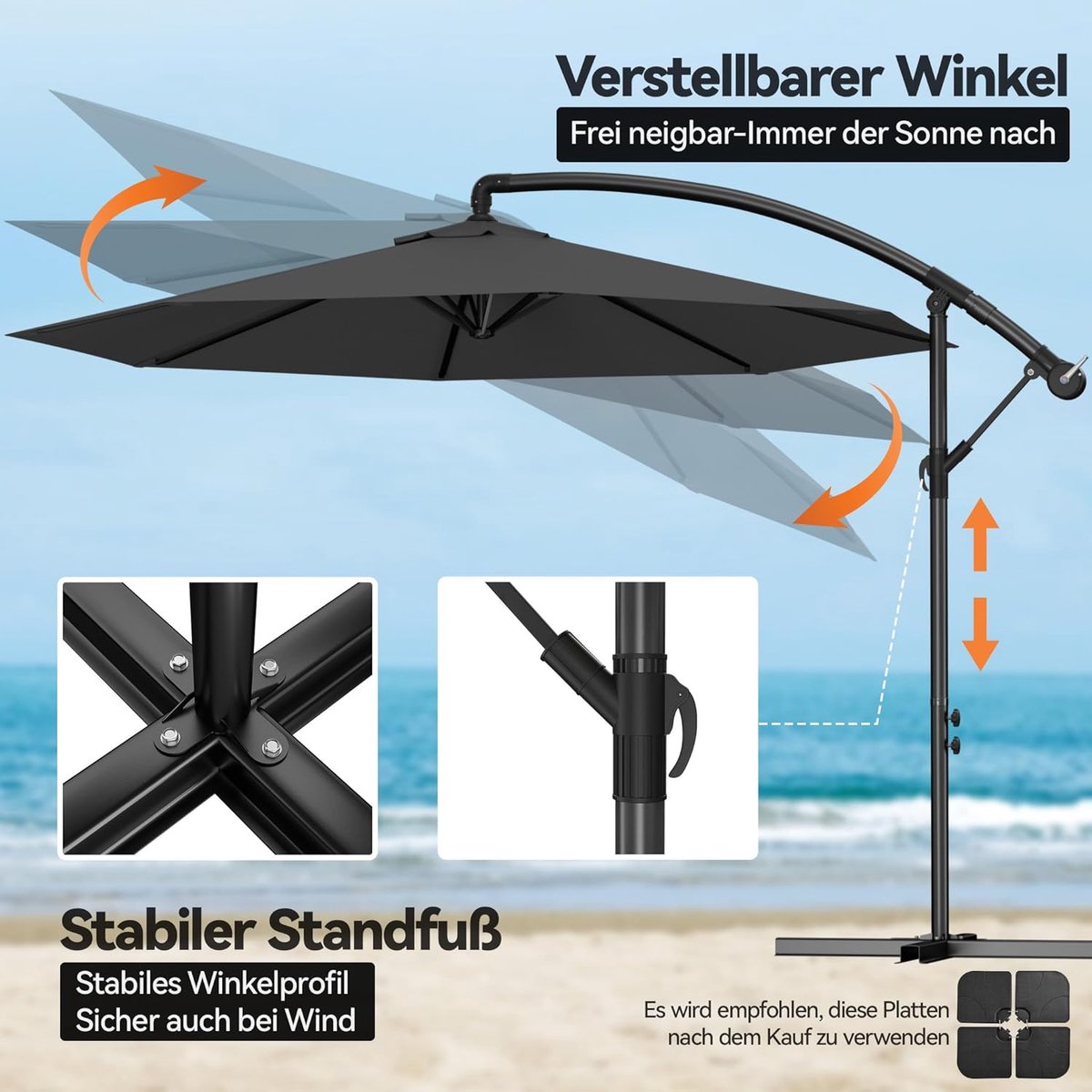 Hong Kong Companies Registry Zweefparasol 300 cm met Zwengel & Kruisvoet thumbnail 6