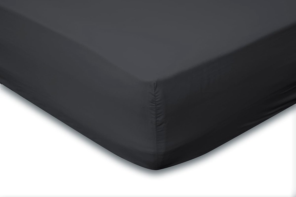 Hoeslaken Katoen Perkal 35cm Hoekhoogte - antraciet 180x210/220cm