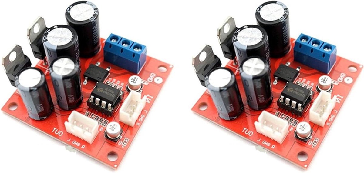 Voorversterkerbord Vinyl - Phono MM - Muziek Luisteren - NE5532 OP-Amp - 2 Stuks - Rood