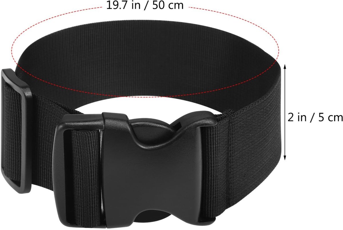 Dailygoods- Riemtasverlengriem Verstelbaar - Verlengriem - Riemverlenging - Heuptas - Zwarte Polypropyleenvezel - 50 x 5 cm