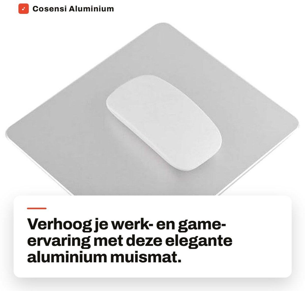 Dailygoods- Muismat XXL - Aluminium - Antislip - Duurzaam - Modern Design - 22 x 18 cm - Geschikt voor Gaming - Mousepad