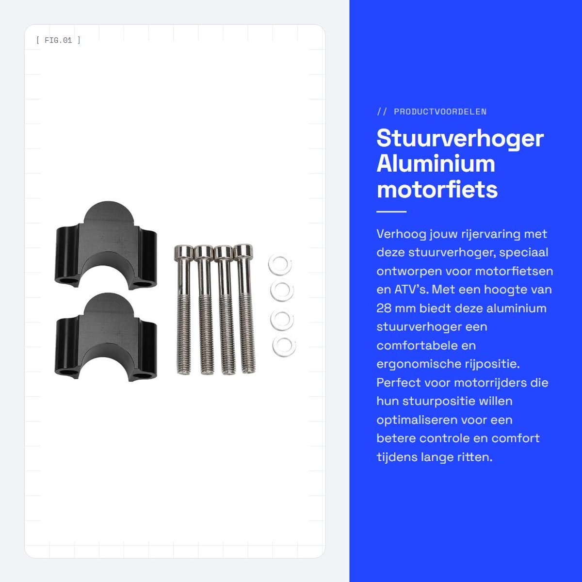 Dailygoods - Stuurverhoger - Aluminium motorfiets stuurverhoger - 28 mm hoogteadapter - Geschikt voor motorfiets - Zwart - Hoogwaardige montage...