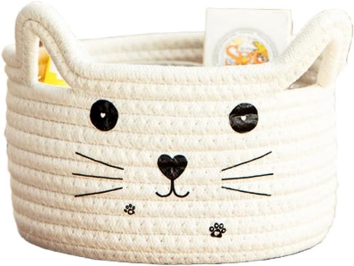 Opbergmand van katoenweefsel voor kinderkamer - Katten thema - Wasmand voor handdoeken, dekens en speelgoed - Geschikt voor kledingopslag