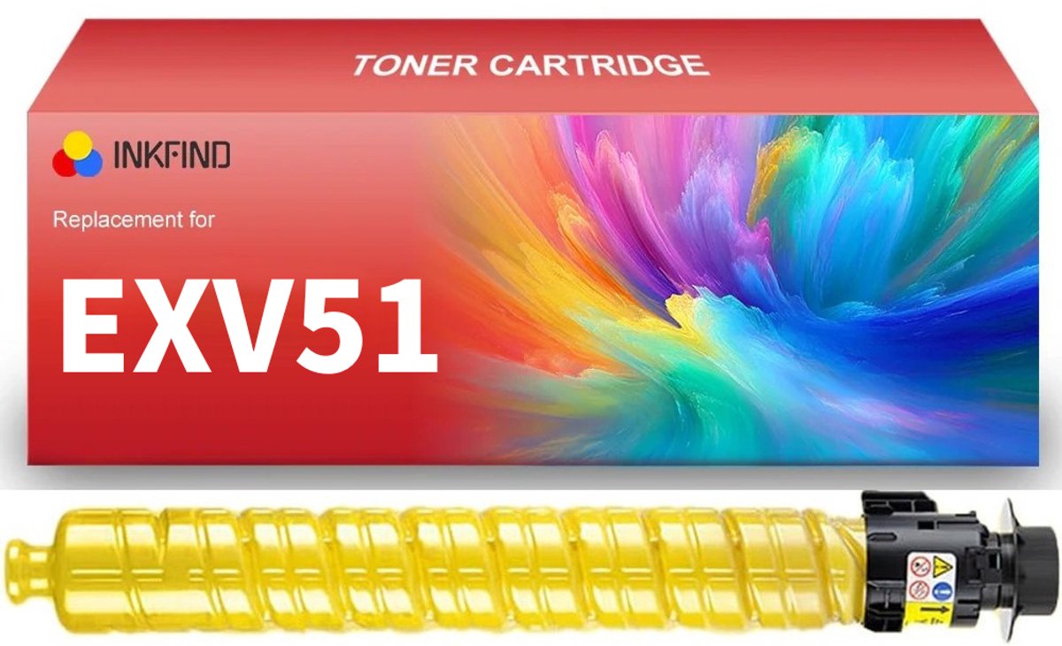 INKFIND EXV51 Geel tonercartridge compatibel met Canon C-EXV51 EXV51 Geel geschikt voor Canon imageRUNNER ADVANCE C5535/C5535i/C5535F/C5540/C5540i/C5540F/C5550/C5550i/C5550F/C5560/C5560i/C5560F - 1-pack Geel