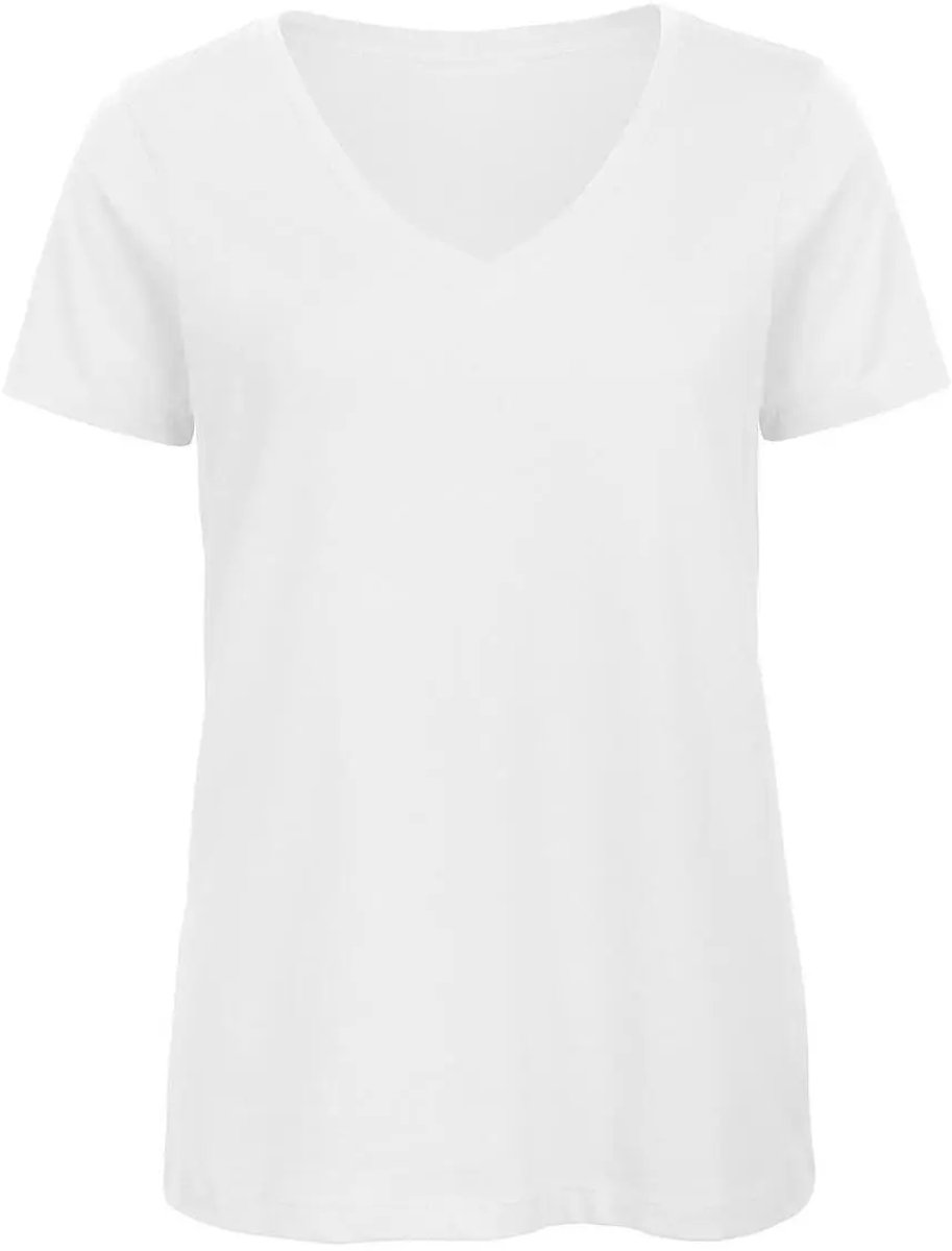 Dames-T-shirt met V-hals B&C Organic Inspire