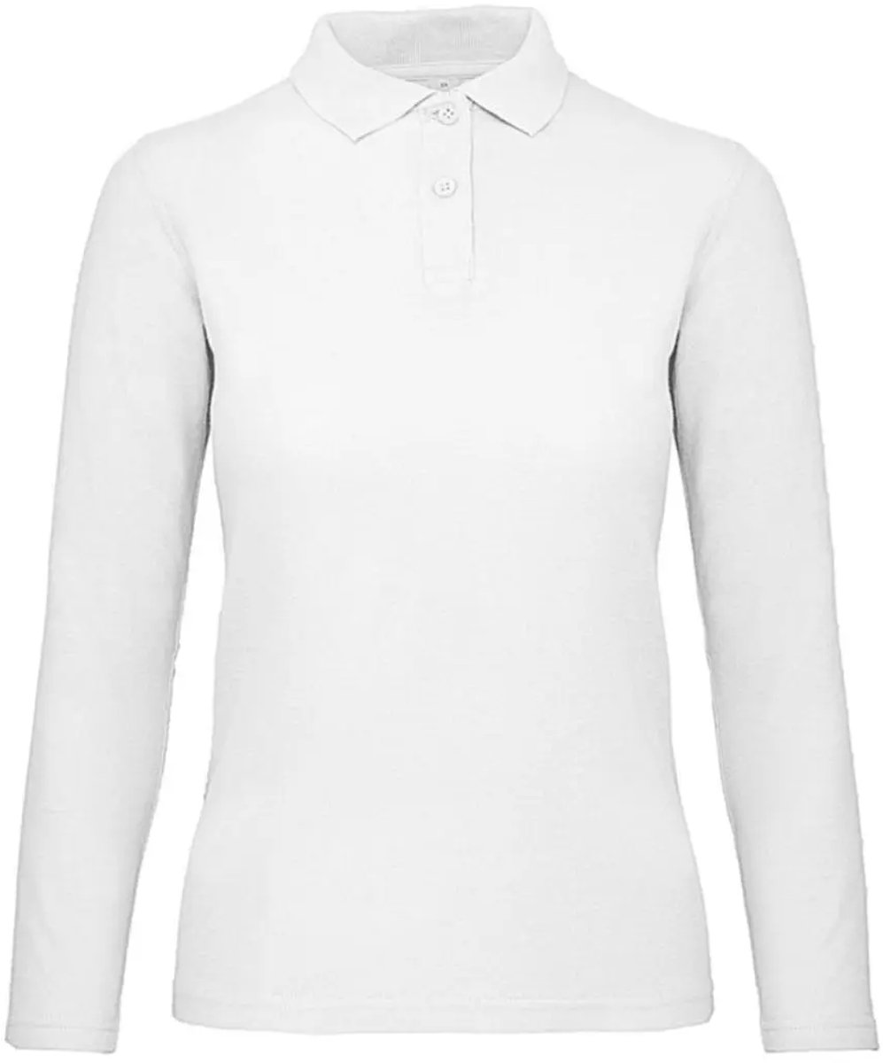 Damespolo met lange mouwen B&C ID.001 LSL