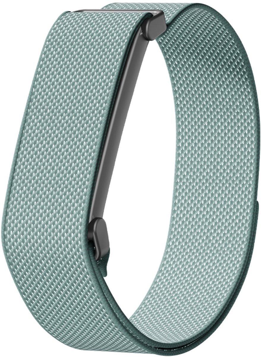 Stravo Nylon Loop Bandje met Klittenbandsluiting – Traploos Verstelbaar – Geschikt voor Fitbit Air – Ademend Sport Horlogebandje – Cyan