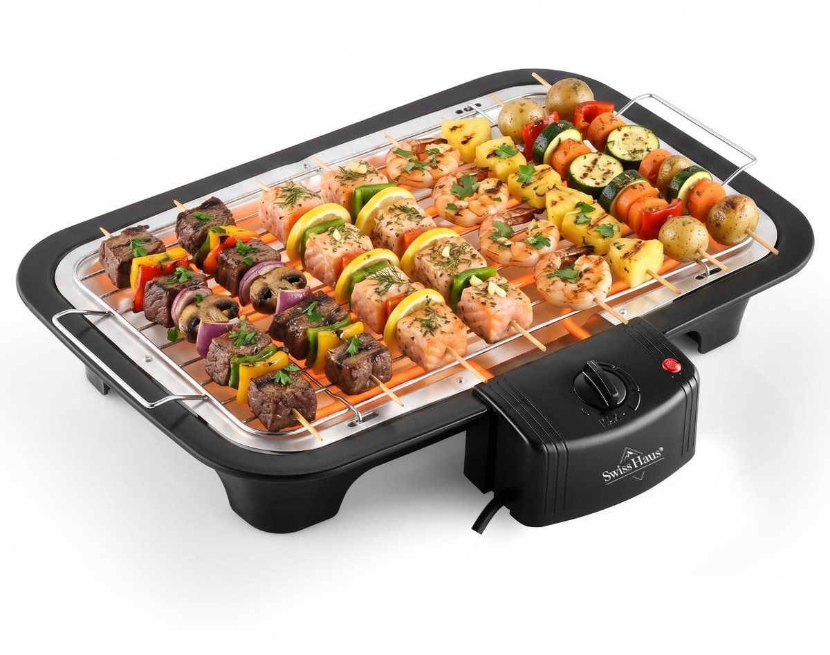 Swiss Haus® TBQ23 Elektrische Barbecue - 38 x 22 cm - 2000W – Tafel BBQ – Regelbare Thermo