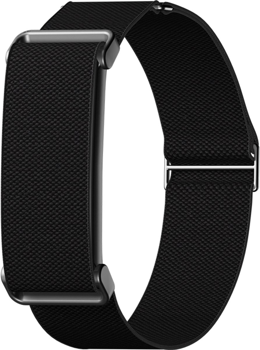 Stravo Elastisch Nylon Bandje voor de Bovenarm – Geschikt voor Fitbit Air – Met Verstelbare Schuifgesp – Traploos Verstelbaar – Ademende Sportarmband – Zwart