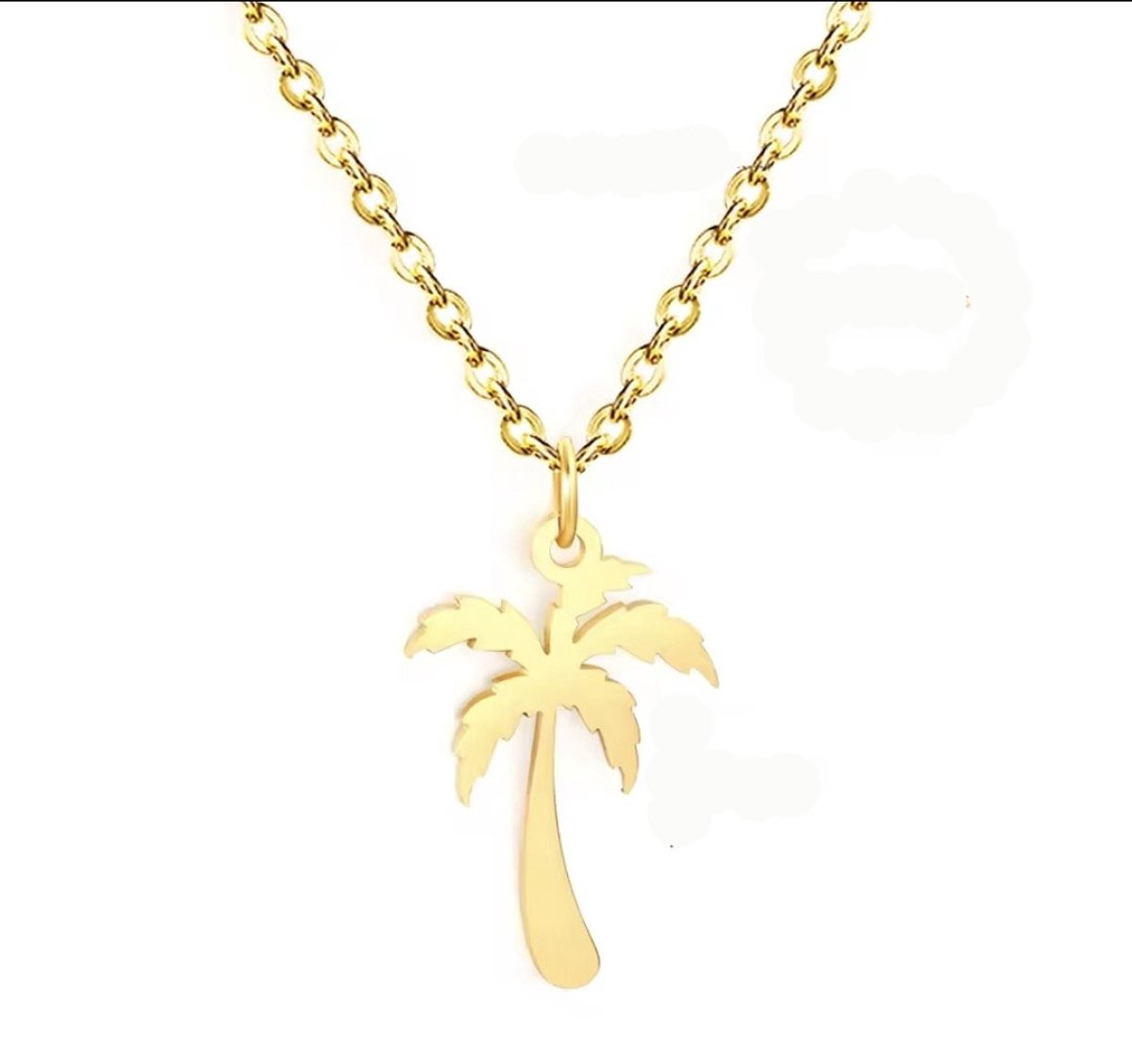 LiLaLove Ketting Palmboom- Palmboomketting- Tienerketting- Meisjesketting- Goudkleurig- Vakantie- Kind