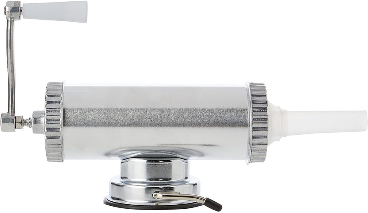 Professionele worstmachine - Uitgerust met 3 spuitmonden - Handmatige worstvuller - Vleesvuller - Voedselveilig - Geschikt voor zelfgemaakte worsten en vleesvulling - Vuller van aluminiumlegering - 1,4 kg - Roestvrij staal - Zilver