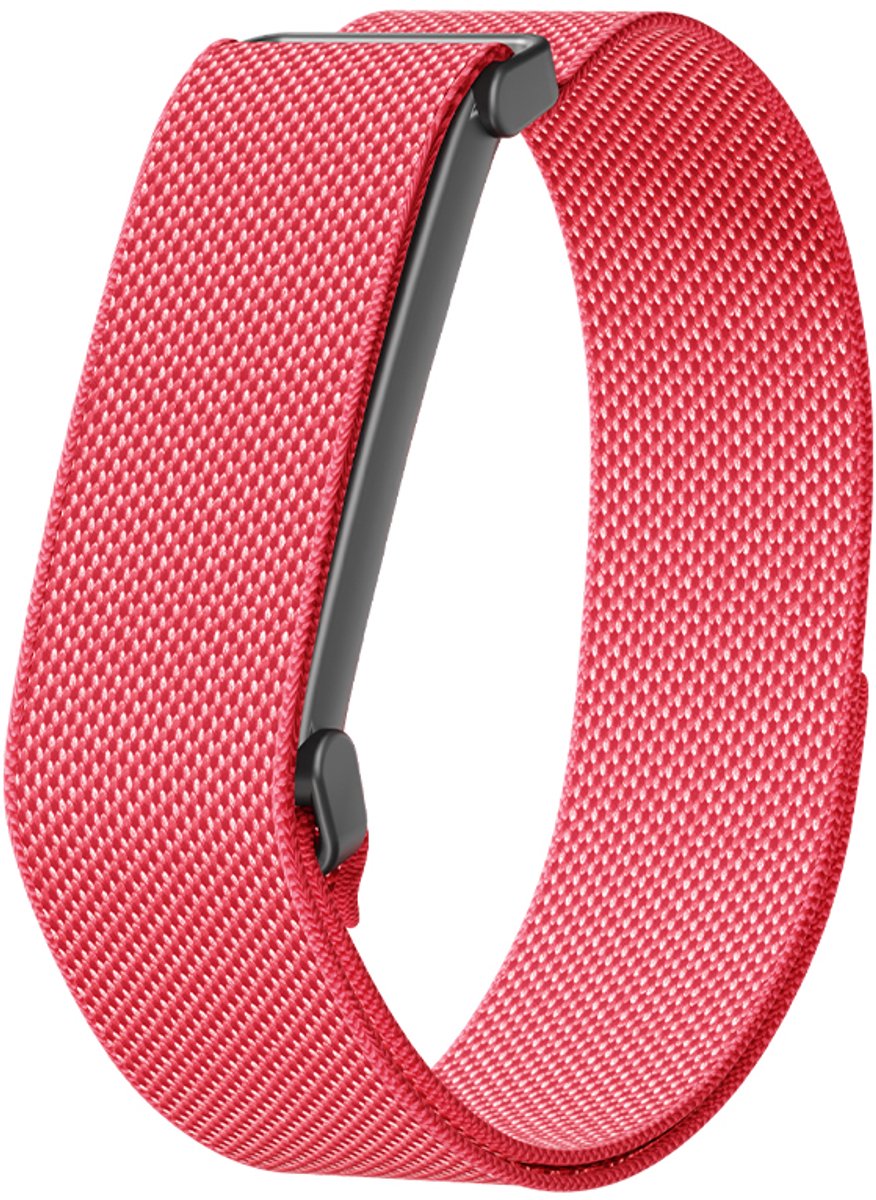 Stravo Nylon Loop Bandje met Klittenbandsluiting – Traploos Verstelbaar – Geschikt voor Fitbit Air – Ademend Sport Horlogebandje – Rood
