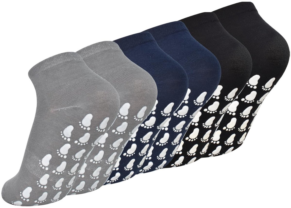 Dailygoods- Yogasokken Antislip - 3 Paar Katoen - Grippy Sokken - Indoor Sportsokken - Schoenmaat 35-42 - Machinewasbaar