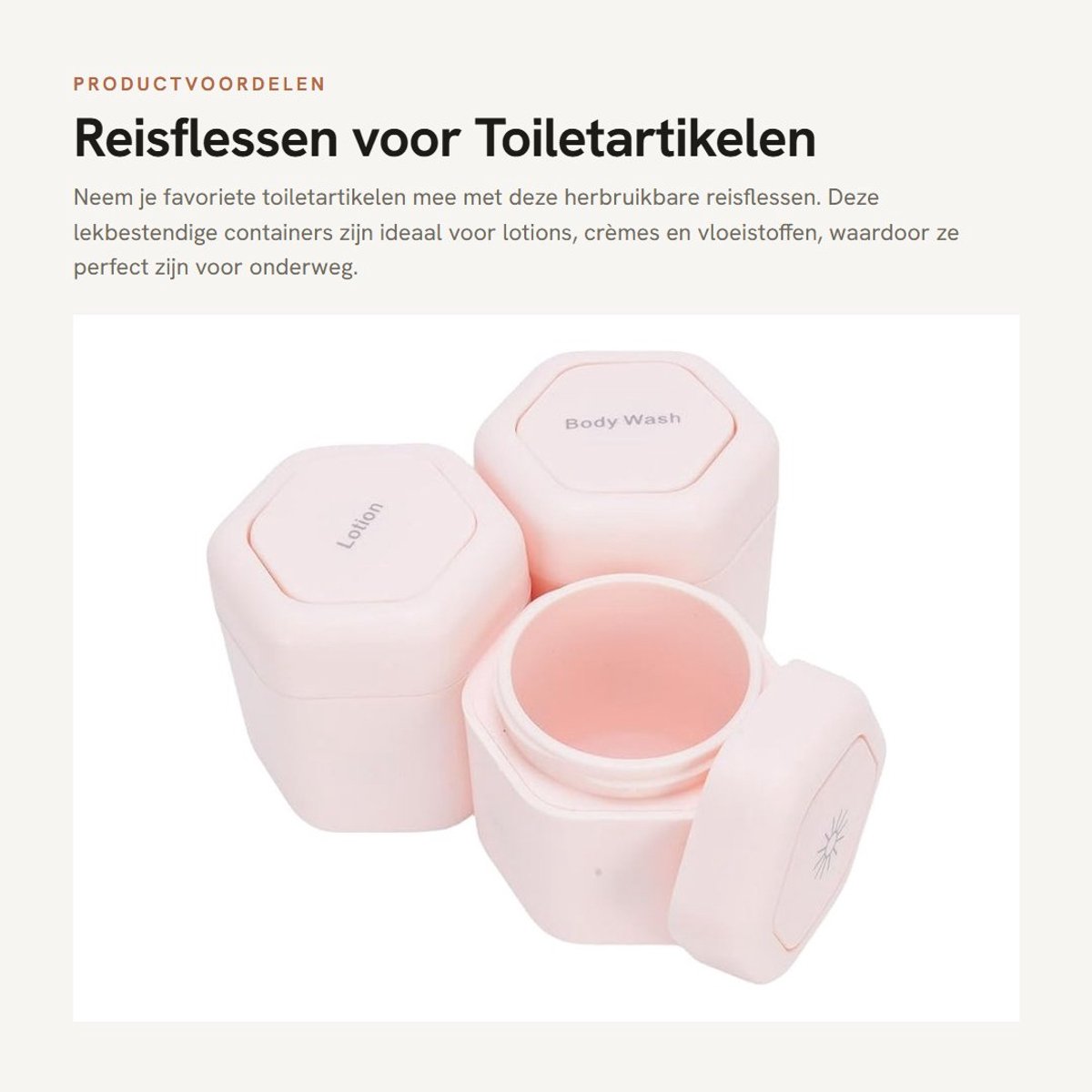 Dailygoods- Reisflessen Herbruikbaar - Lekbestendig - Magnetisch Ontwerp - Brede Mond - Reiscontainers voor Vloeistoffen - Premium Plastic - Reistcontainers