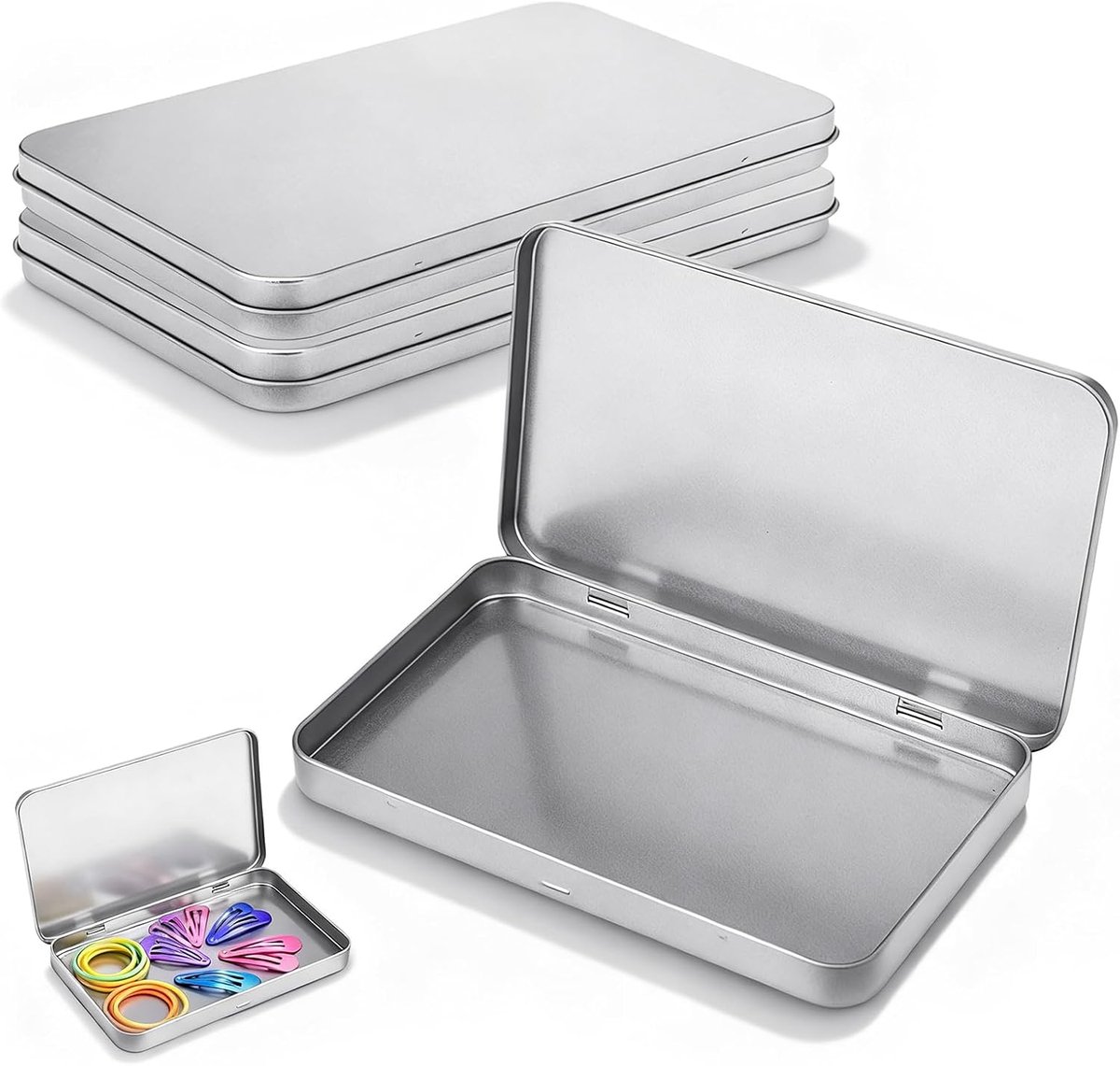 Doosje met Deksel, 3 Stuks Metaal Opbergdoosje 17.8x10.8x1.5 cm Rechthoekige Metalendoos voor Sieraden Kleine Spullen Thuis