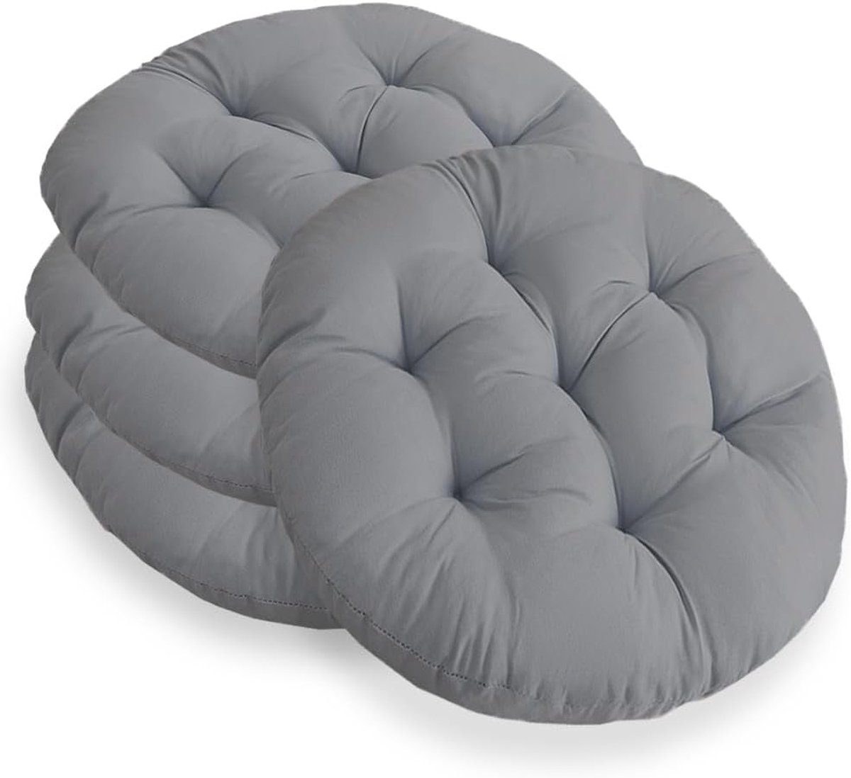 Set van 4 ronde stoelkussens, 40 cm, rond zitkussen, gevuld zitkussen, stoelkussens, antraciet, voor tuinstoel, bureaustoel, balkonstoel, zacht kussen voor binnen en buiten, voor eetkamer, woonkamer