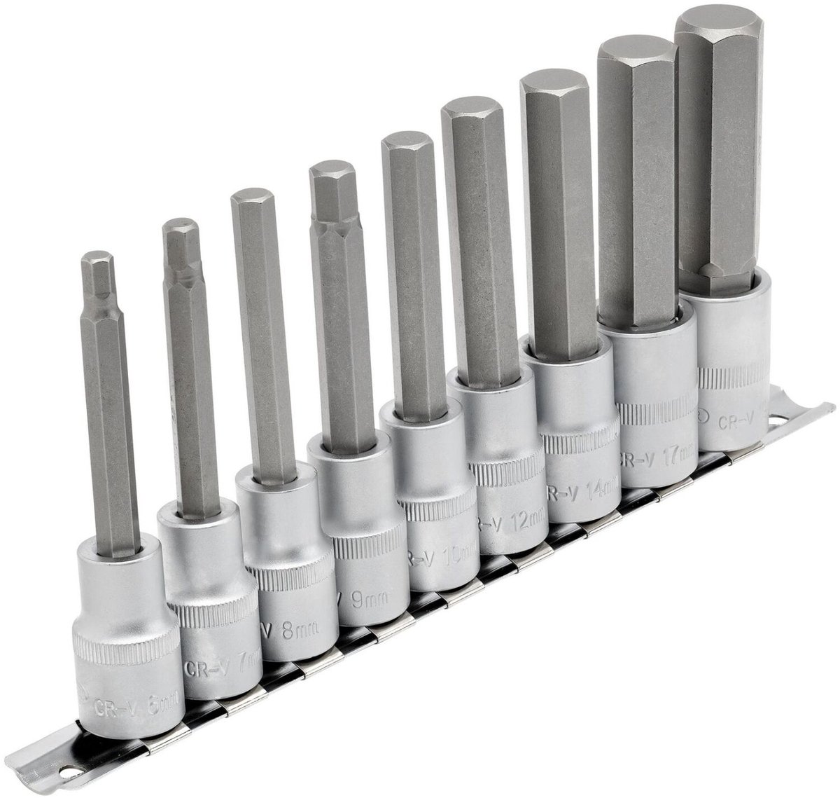 Draper 1/2" lange inbus doppenset op rail, 9-delig