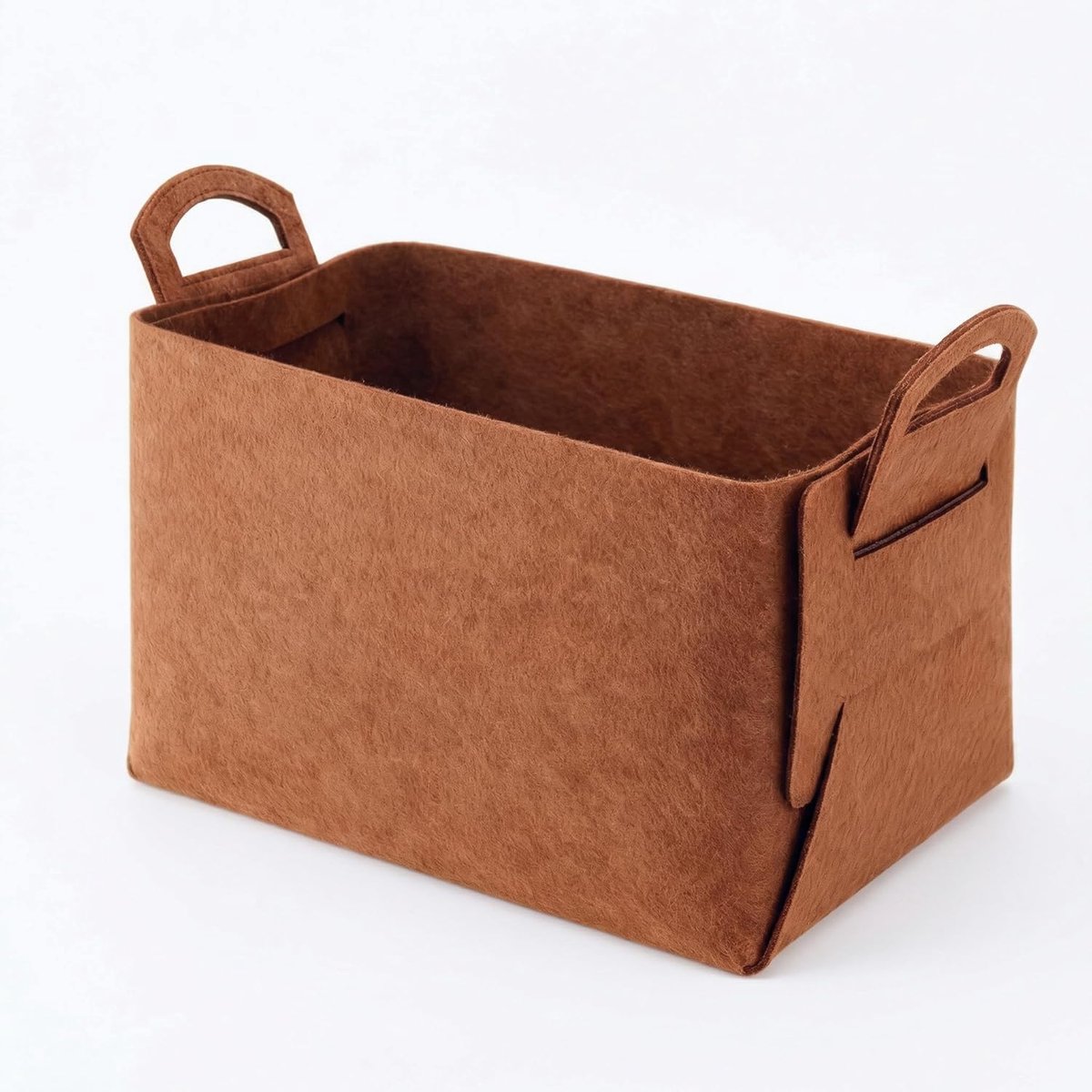opbergmand van vilt, 40 x 30 x 24 cm (28,8 l) - Grote opbergmand met handvatten, voor kleding, speelgoed, picknick, brandhout, ruimtebesparend en veelzijdig, bruin