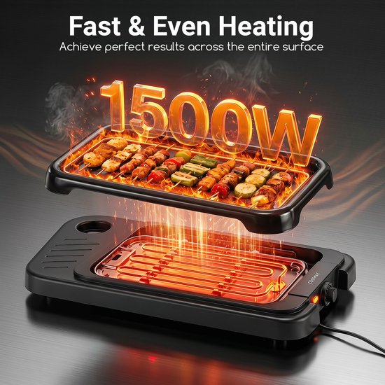 2 in 1 Elektrogrill 2000W Staande Grill met Dubbele Grillplaten & Hoogteverstelbare Standaard — afbeelding 5