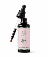 Een flesje met een druppelaar, etiket met 'The Cosmic Club 444 Mushroom blend'. Inhoud 50ml.