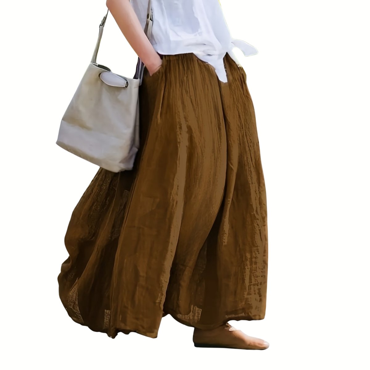Currero Broekrok Dames Skort Skirts Skirt Rok Midi Korte Broek Culotte Wandelrok Rokje Legging Donkerbruin