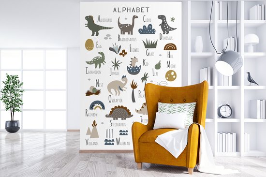 Papier peint - Papier peint photo peint Dinosaurus - Alphabet - Chambre d'enfant - Largeur 225 cm x hauteur 350 cm