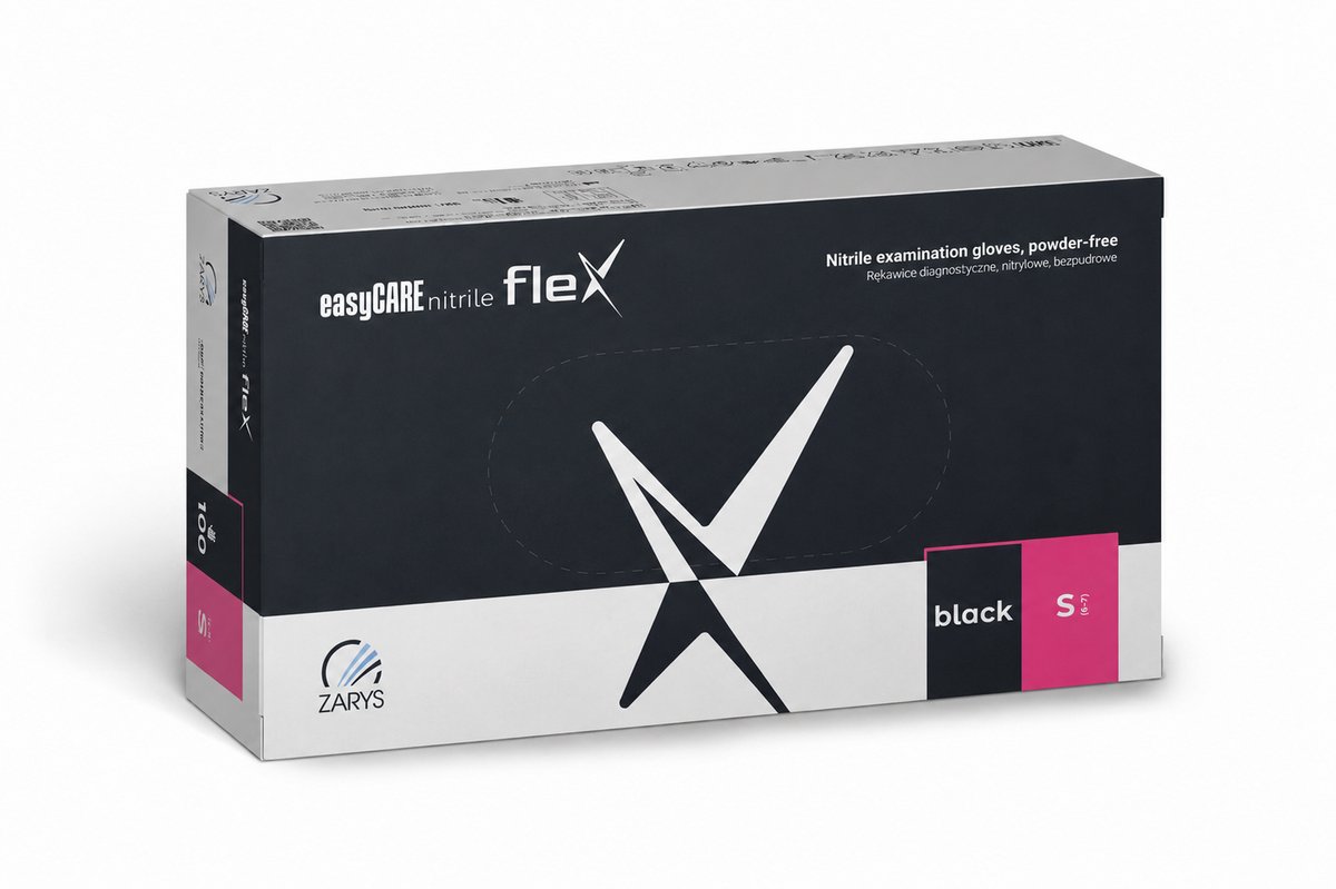 Nitril handschoenen - Zwart - maat S - 100 stuks - easyCare Flex