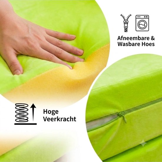 Mogi Products - Kinderfauteuil & Logeerbed Uitklapbaar - Kindersofa - Pluche Kinderstoel Kikker - Groen van Mogi Products — afbeelding 4