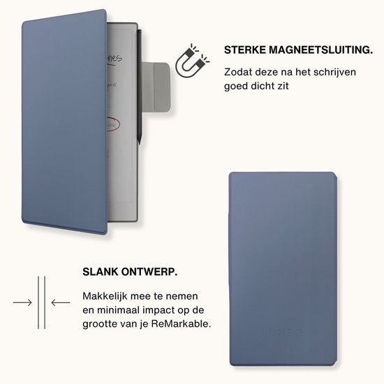 Lunso ReMarkable Paper Pro Move Slim magnetisch sleepcover PU leer hoes - Lavendel van Lunso — afbeelding 5