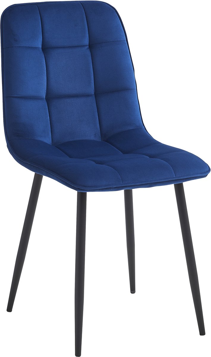 Colenis Bloqs Eetkamerstoel – Blauw – Velvet – Set van 4