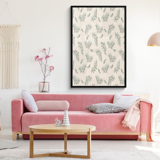 Cadre photo avec affiche - Vintage - Feuille - Pastel - 80x120 cm - Cadre pour affiche