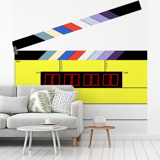 Behang - Fotobehang Een illustratie van een klapbord uit Hollywood - Breedte 280 cm x hoogte 280 cm