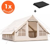Lenx Opblaasbare Tent 6 tot 8 Personen - 300x400x200cm - Air Tent - Glamping Tent - Waterdicht - Beige - Inclusief Grondzeil 4x5 m - 420d Oxford Stof