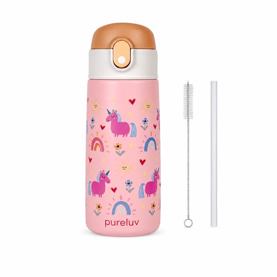 Pure Luv RVS Drinkfles met Rietje