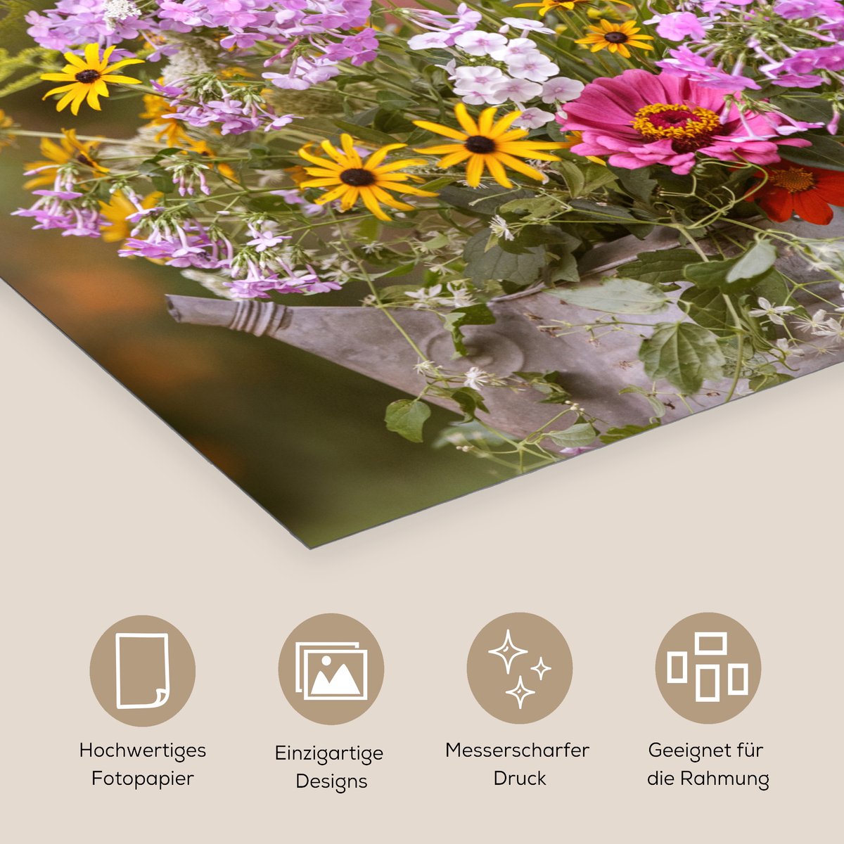 Poster 50x50 cm - Bloemen - Gieter - Kleur - Posters - Kamer decoratie - Wanddecoratie woo