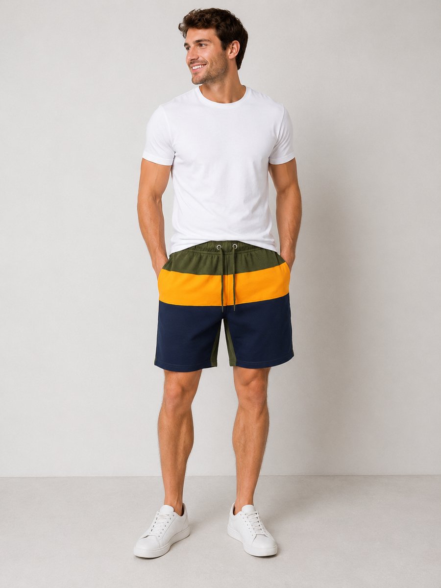 Heren Korte broek Maat XL – Katoen Blend – Slim Fit – Met Ritszakken – Elastische Taille met Trekkoord